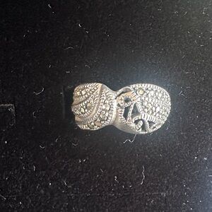 Elegant Silver and Marcasite Ring with Intricate Design
